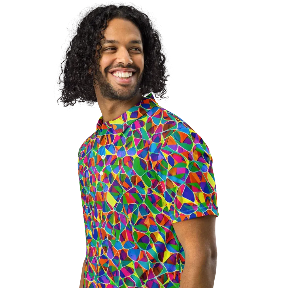 Chromatic Labyrinth on Men's Slim Fit Polo Shirt — Left Front