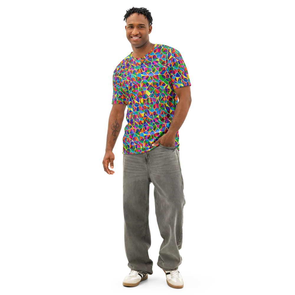 Chromatic Labyrinth on Men's Cotton Crew Neck T-Shirt — Front