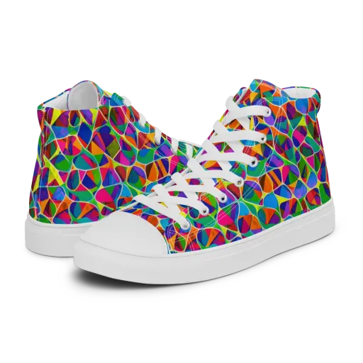 Chromatic Labyrinth on a Men's High Top Canvas Shoes