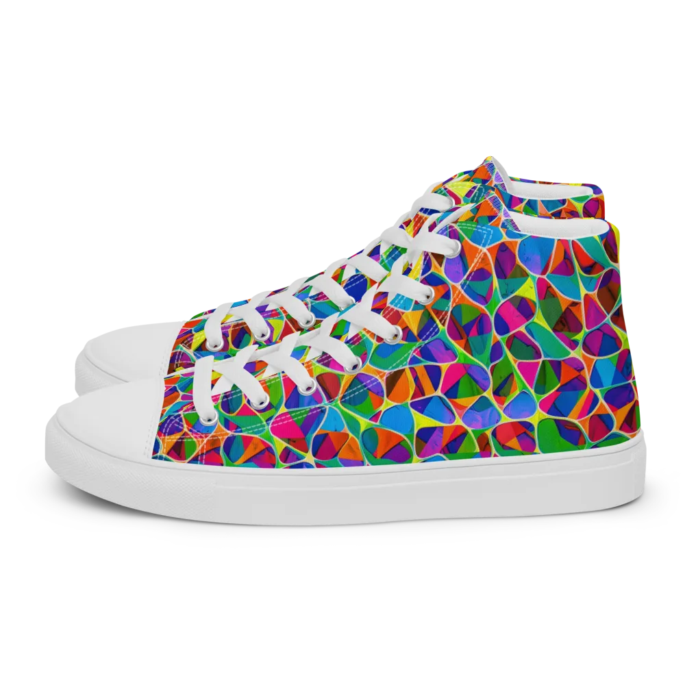 Chromatic Labyrinth on Women's High Top Canvas Shoes — Left