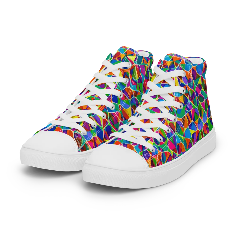 Chromatic Labyrinth on Women's High Top Canvas Shoes — Left Front