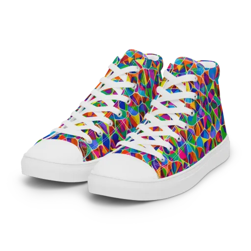 Chromatic Labyrinth on a Women's High Top Canvas Shoes