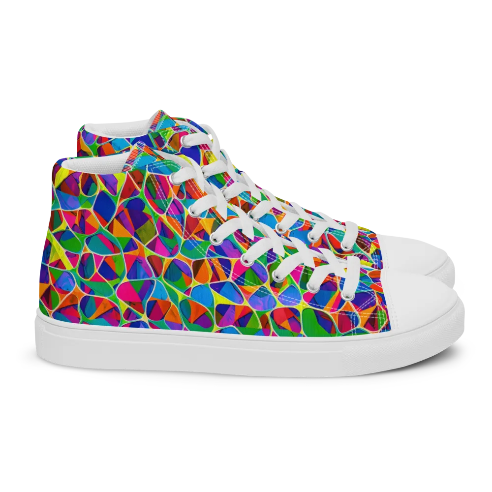 Chromatic Labyrinth on Women's High Top Canvas Shoes — Right