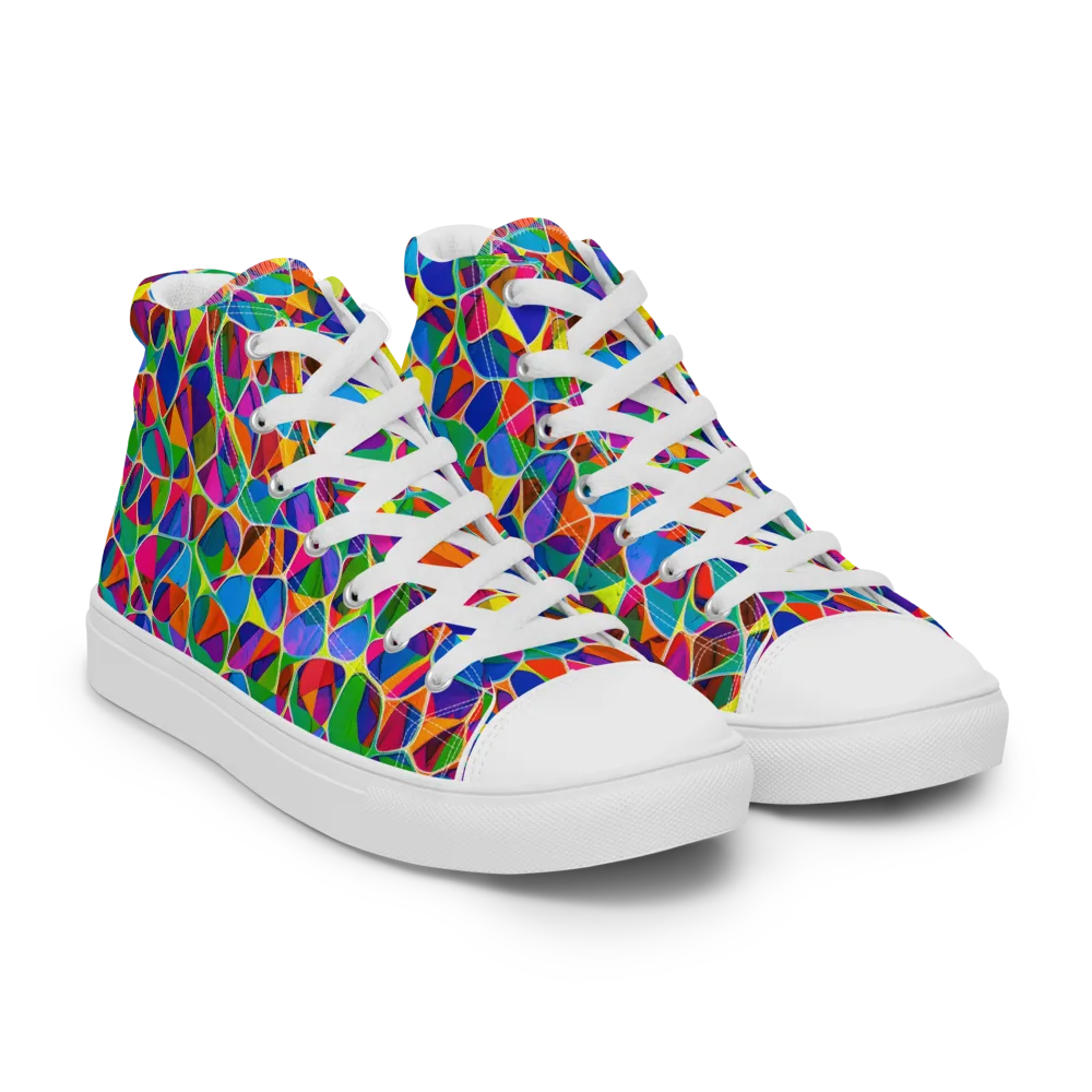 Chromatic Labyrinth on Women's High Top Canvas Shoes — Right Front
