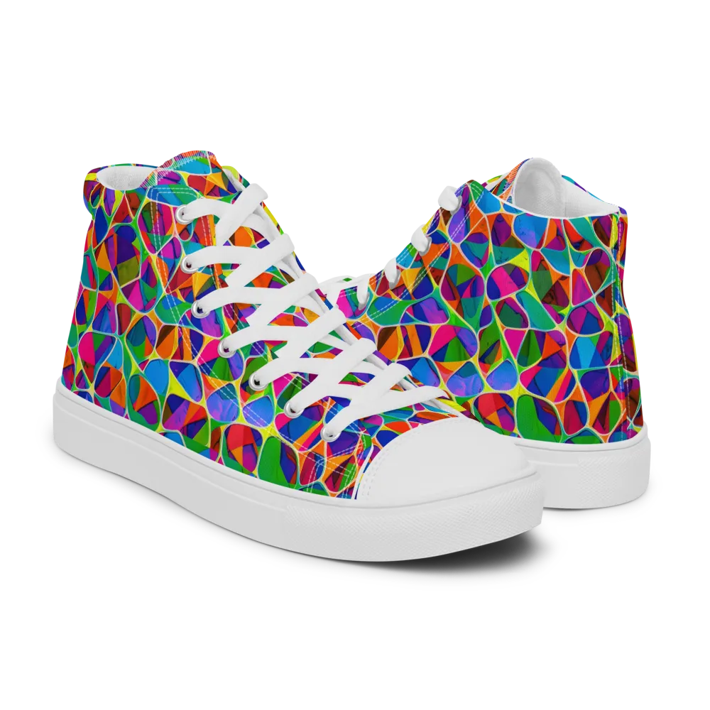 Chromatic Labyrinth on Women's High Top Canvas Shoes — Right