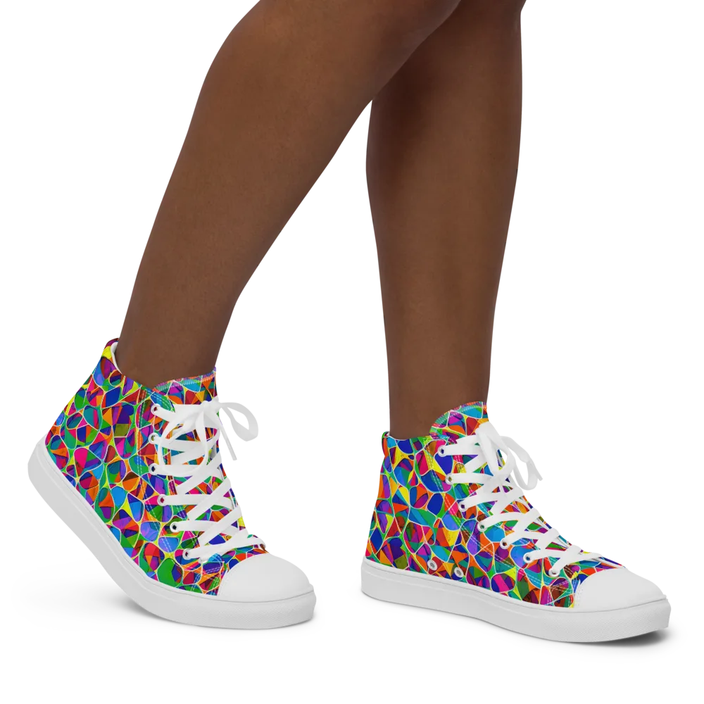 Chromatic Labyrinth on Women's High Top Canvas Shoes — Right