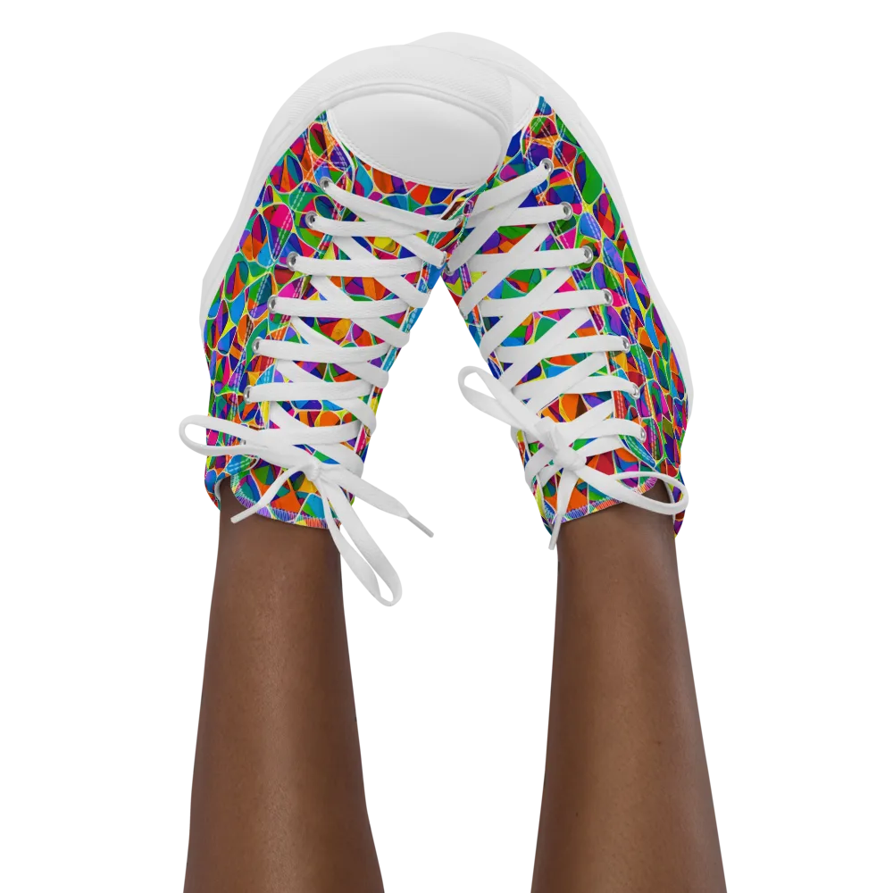 Chromatic Labyrinth on Women's High Top Canvas Shoes — Front
