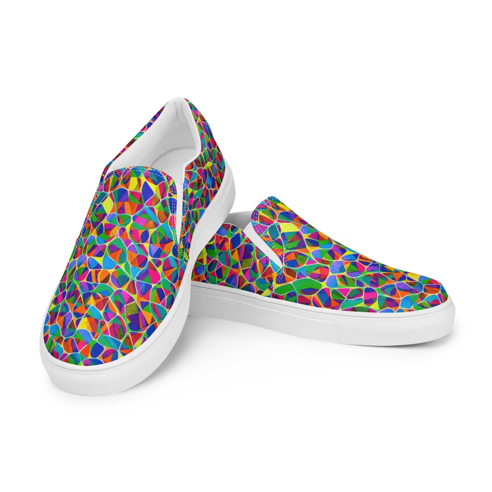 Chromatic Labyrinth on Men's Slip-On Canvas Shoes — Left Front