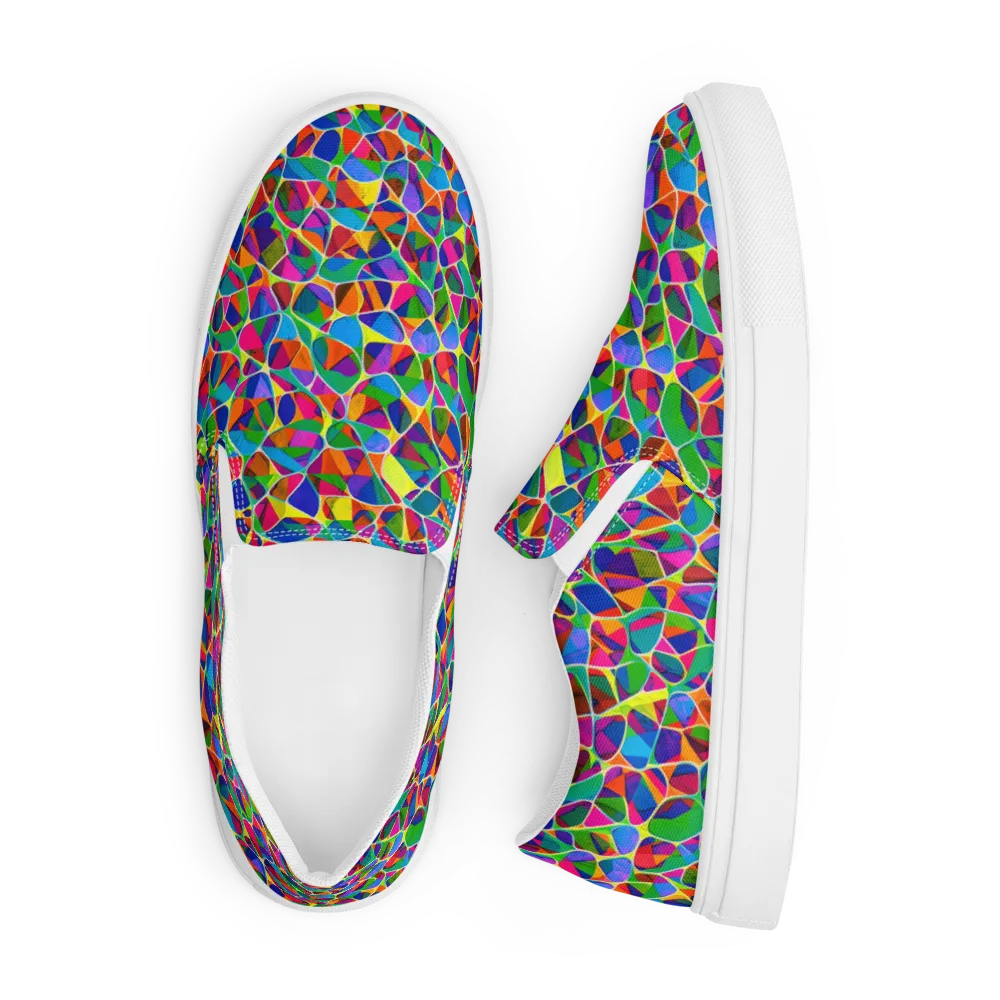 Chromatic Labyrinth on Men's Slip-On Canvas Shoes — Front