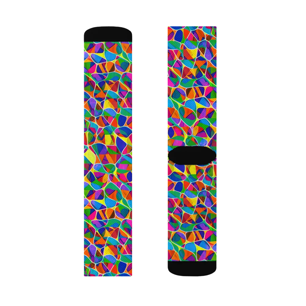 Chromatic Labyrinth on Socks — Left Sock