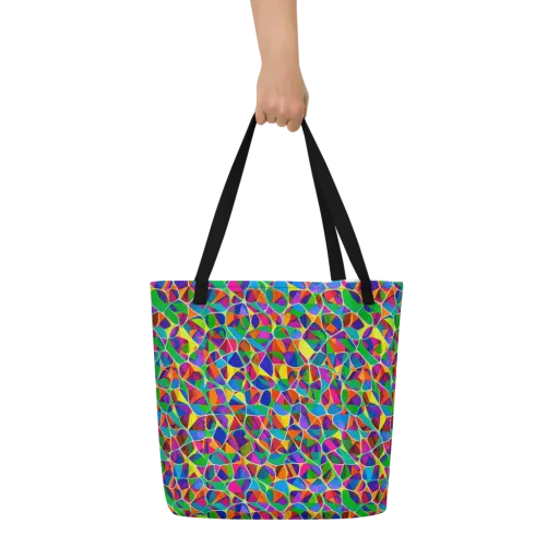 Chromatic Labyrinth on a Large Tote Bag W/ Pocket