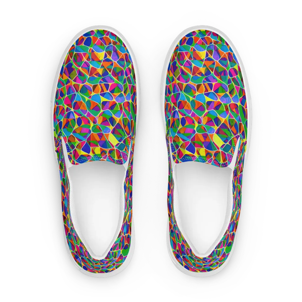 Chromatic Labyrinth on Women's Slip-On Canvas Shoes — Front