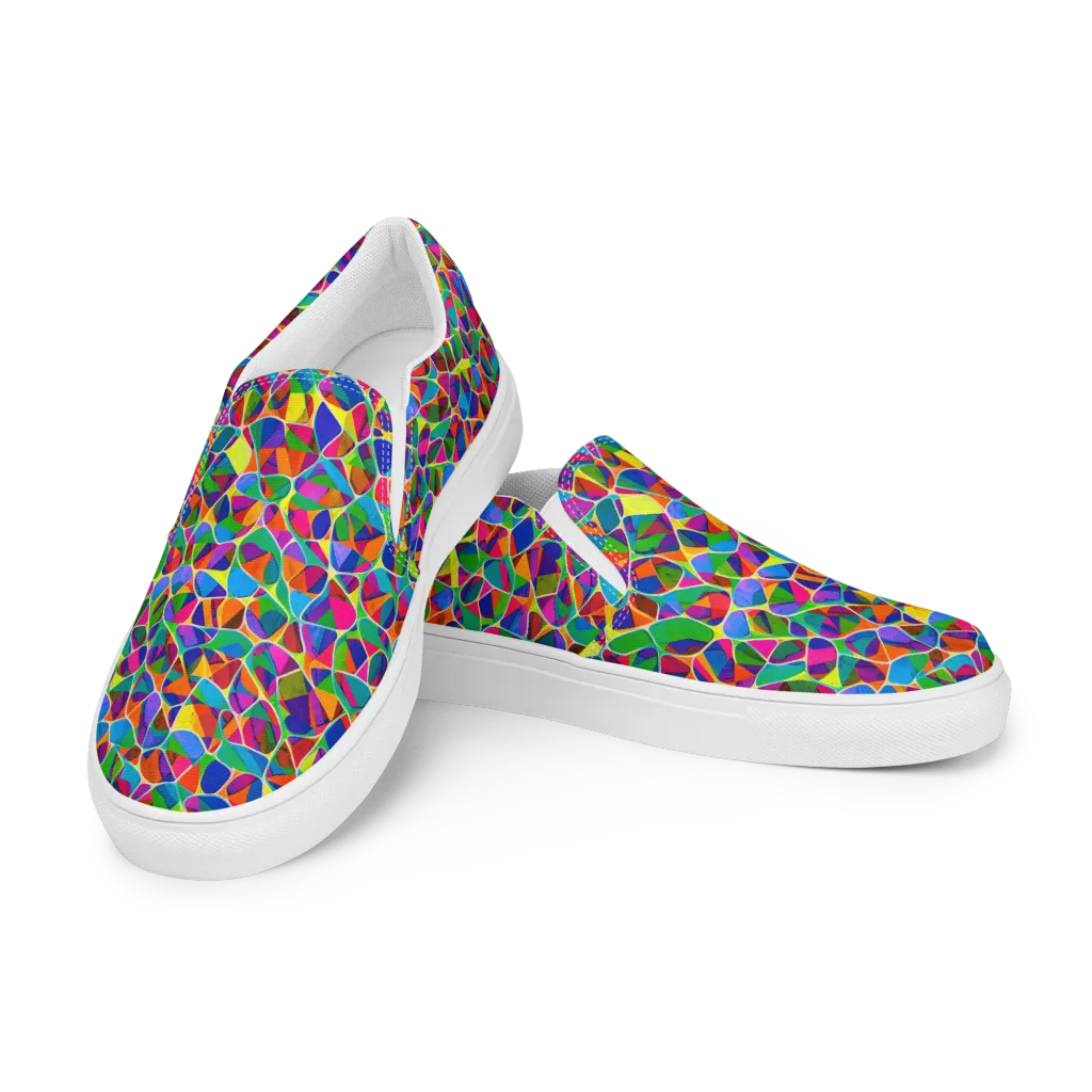 Chromatic Labyrinth on Women's Slip-On Canvas Shoes — Left Front