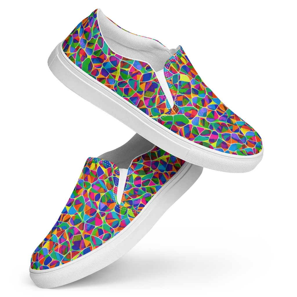 Chromatic Labyrinth on Women's Slip-On Canvas Shoes — Front