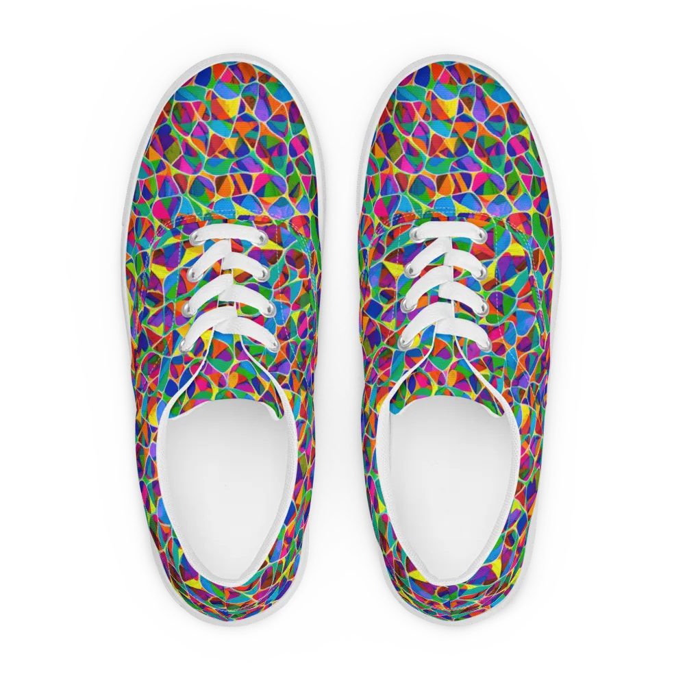 Chromatic Labyrinth on Men's Lace-Up Canvas Shoes — Front
