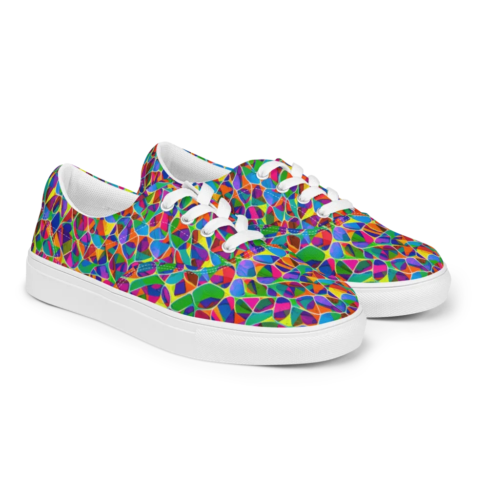 Chromatic Labyrinth on Men's Lace-Up Canvas Shoes — Right Front