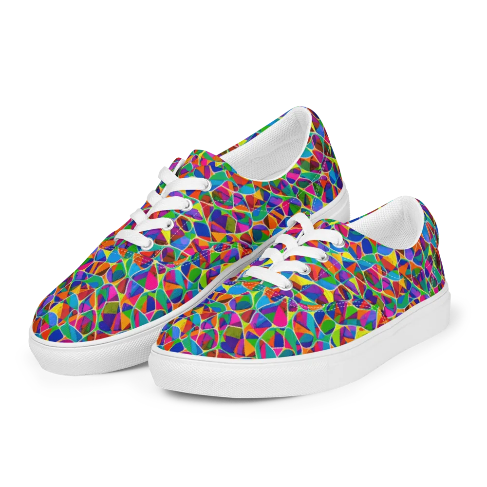 Chromatic Labyrinth on Men's Lace-Up Canvas Shoes — Left Front