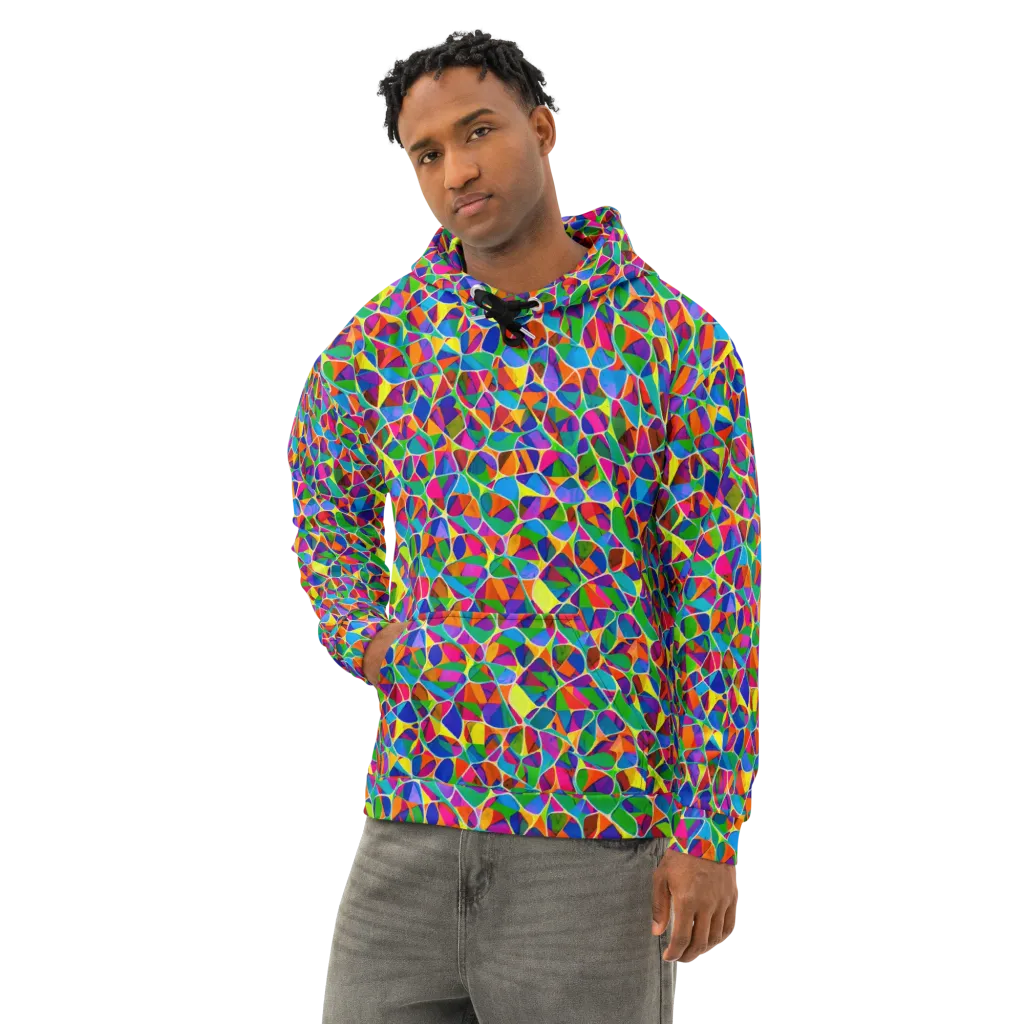 Chromatic Labyrinth on Cotton Hoodie — Left Front
