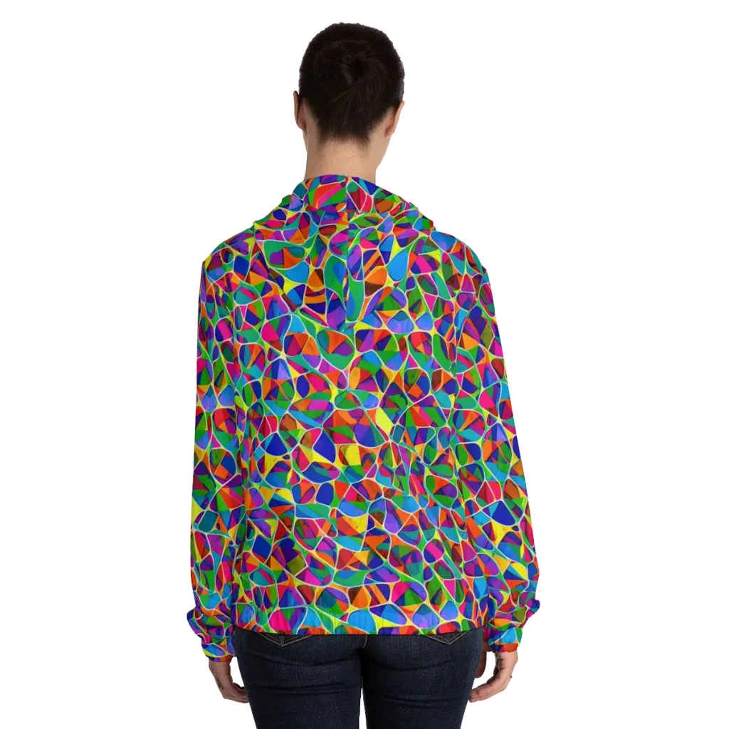 Chromatic Labyrinth on Women's Full-Zip Hoodie — Back On Person