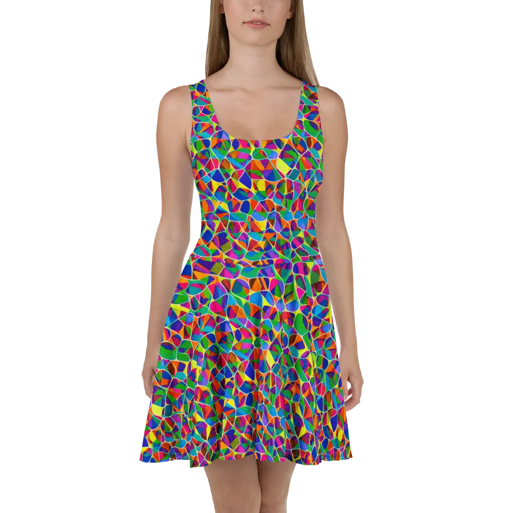Chromatic Labyrinth on Skater Dress — Front