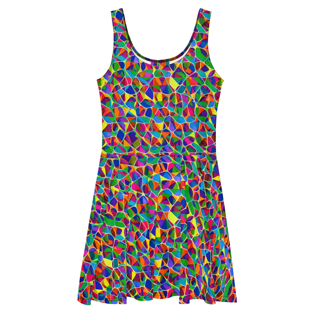 Chromatic Labyrinth on Skater Dress — Front