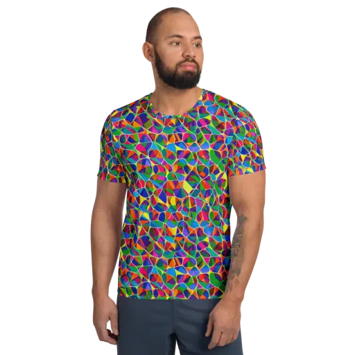 Chromatic Labyrinth on a Men's Athletic T-Shirt