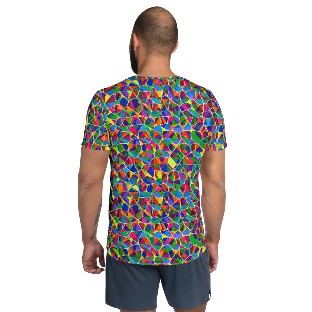 Chromatic Labyrinth on Men's Athletic T-Shirt — Back