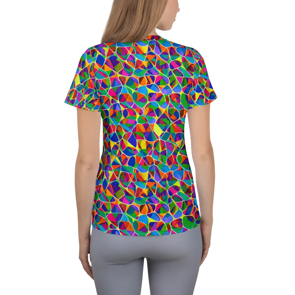 Chromatic Labyrinth on Women's Athletic T-Shirt — Back