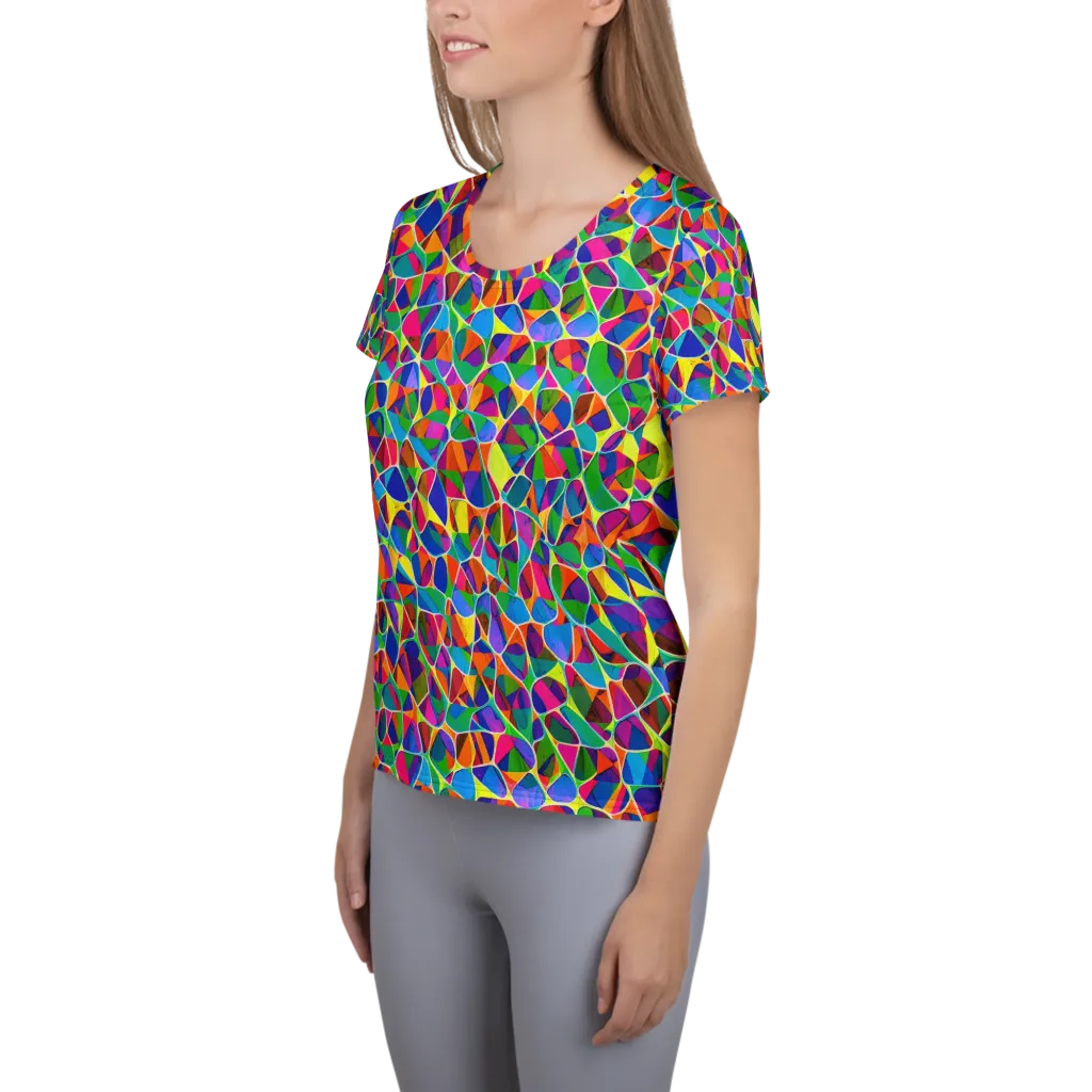 Chromatic Labyrinth on Women's Athletic T-Shirt — Left