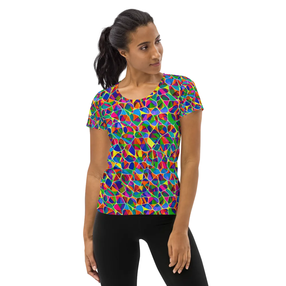 Chromatic Labyrinth on Women's Athletic T-Shirt — Front