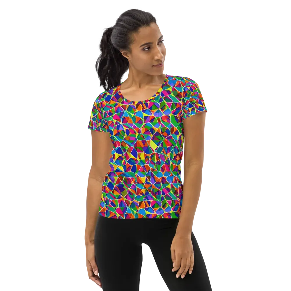 Chromatic Labyrinth on Women's Athletic T-Shirt — Front