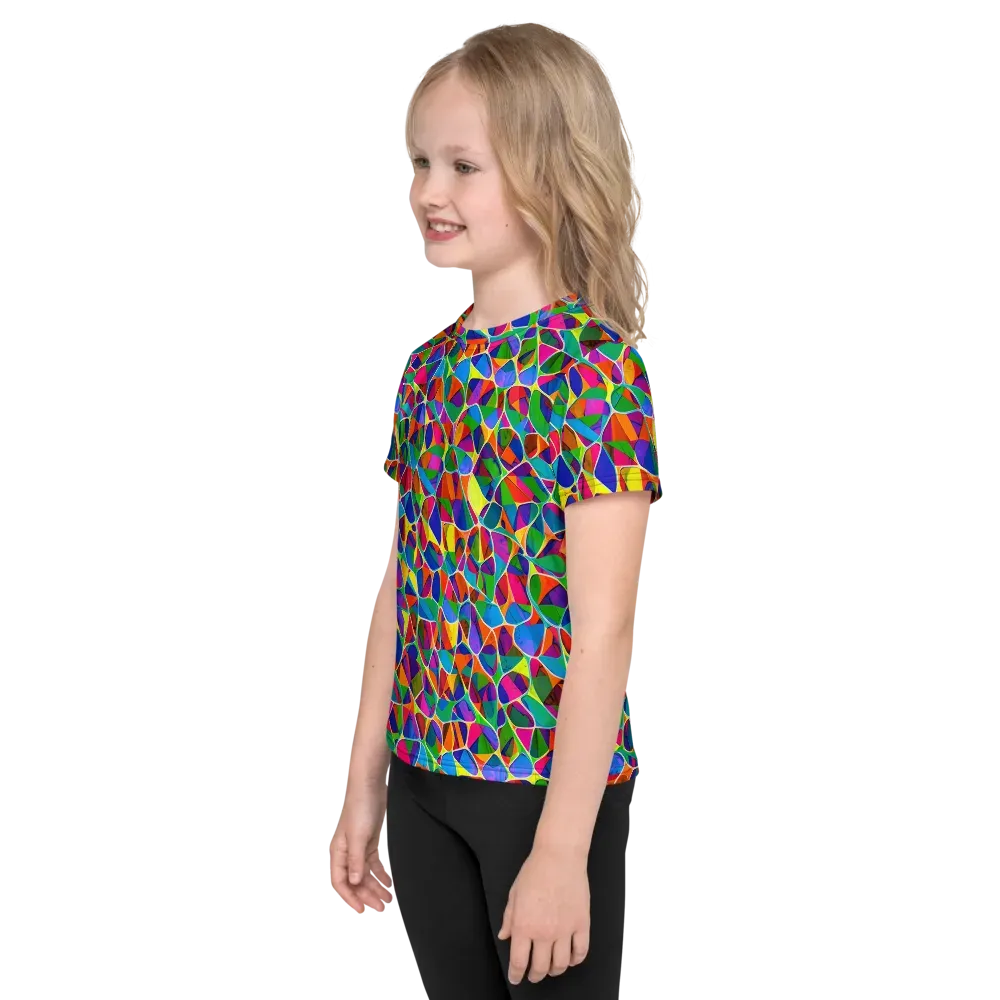 Chromatic Labyrinth on Kids Crew Neck T-Shirt — Left