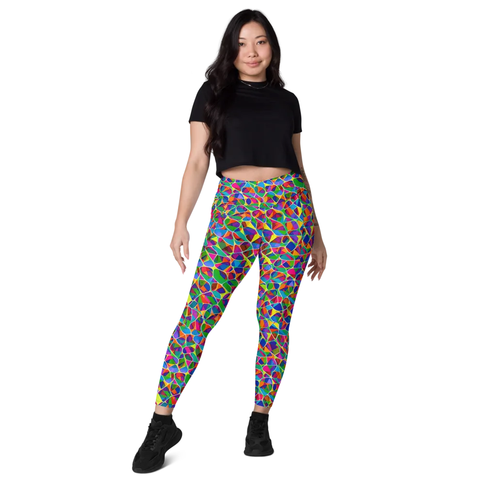 Chromatic Labyrinth on Leggings with Pockets — Front