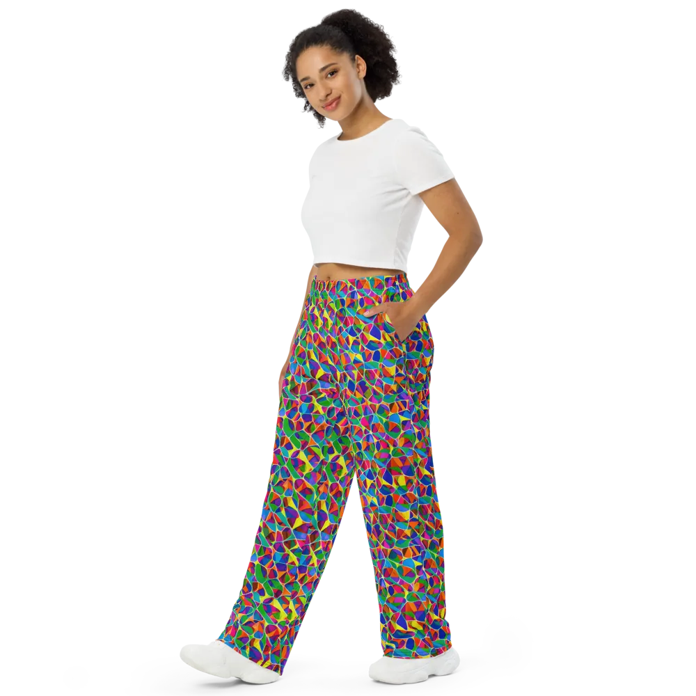 Chromatic Labyrinth on Wide-Leg Pants — Left Front
