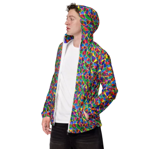 Chromatic Labyrinth on a Men's Windbreaker
