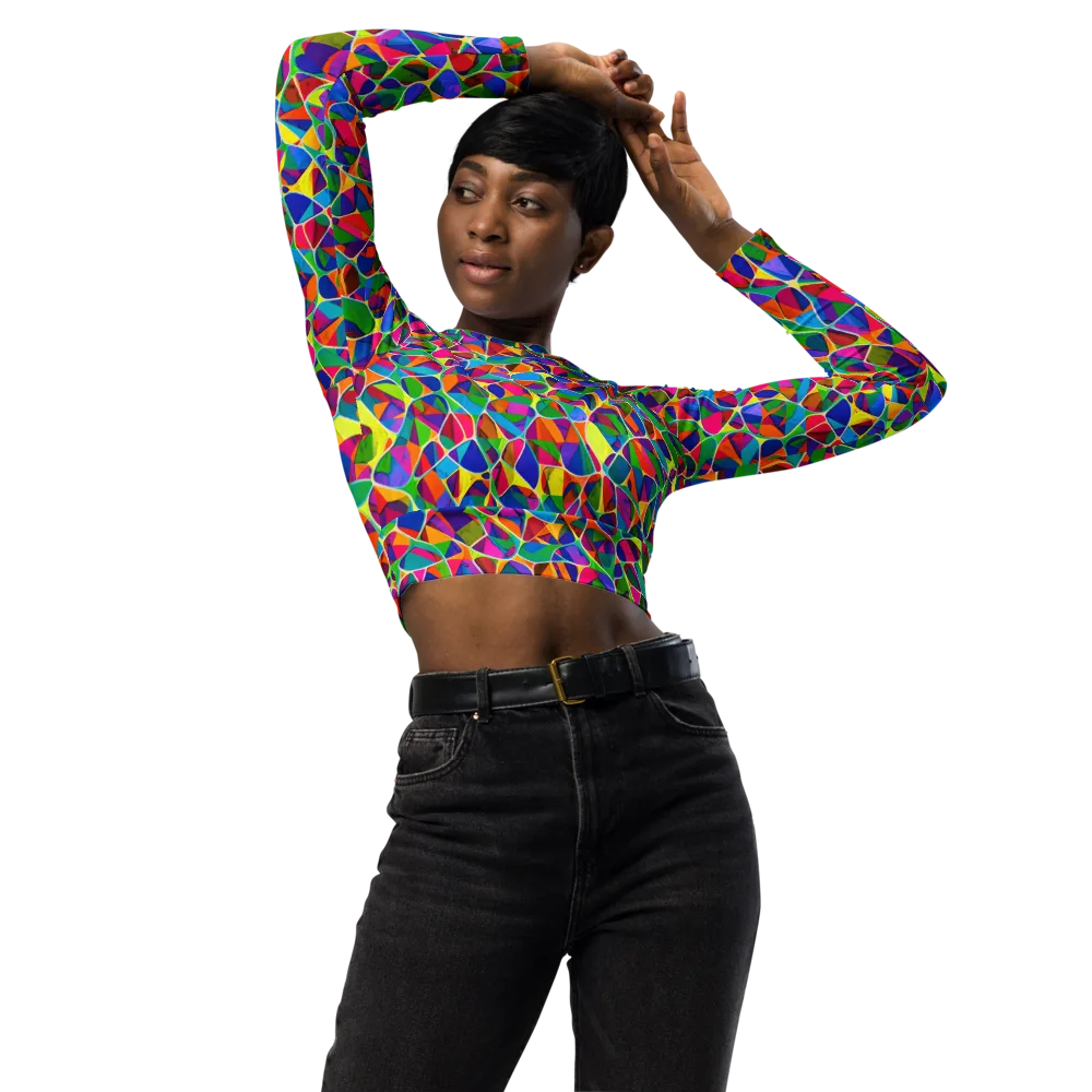 Chromatic Labyrinth on Long Sleeve Crop Top — Front