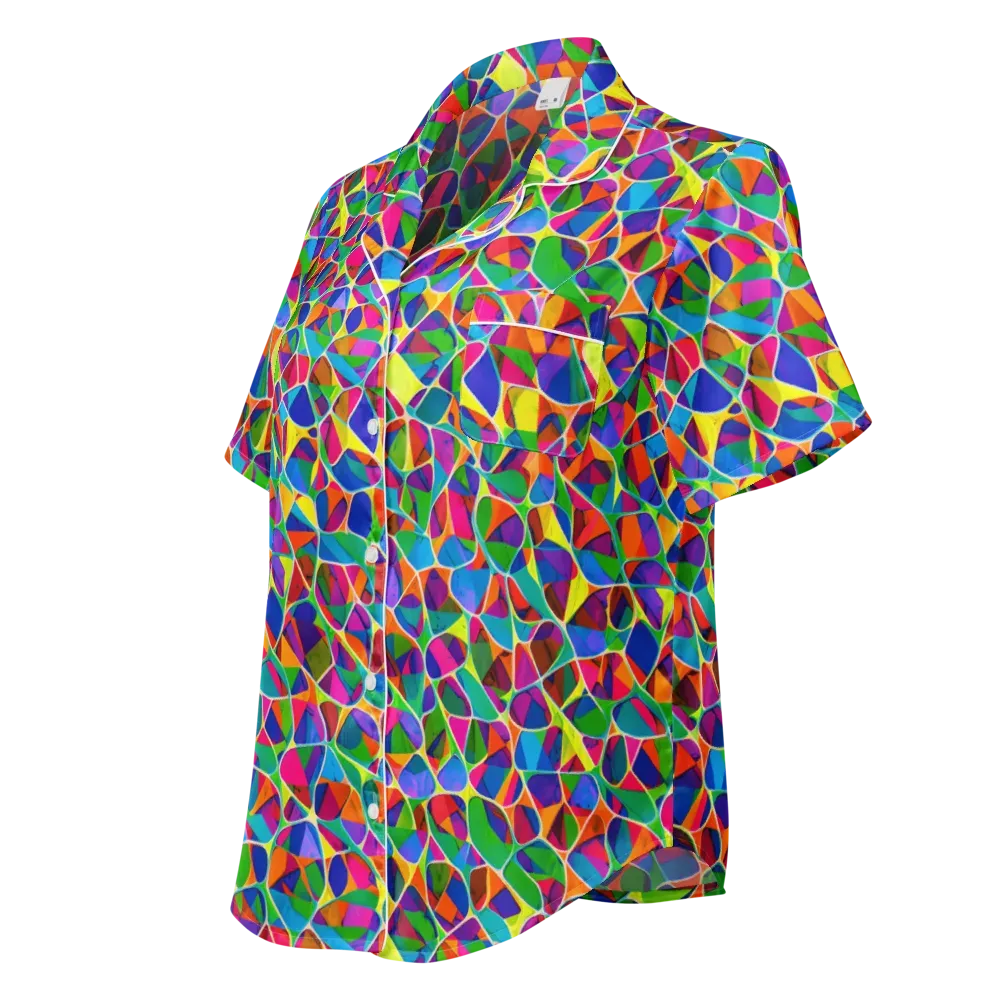 Chromatic Labyrinth on Women's Short Sleeve Pajama Top — Left Front