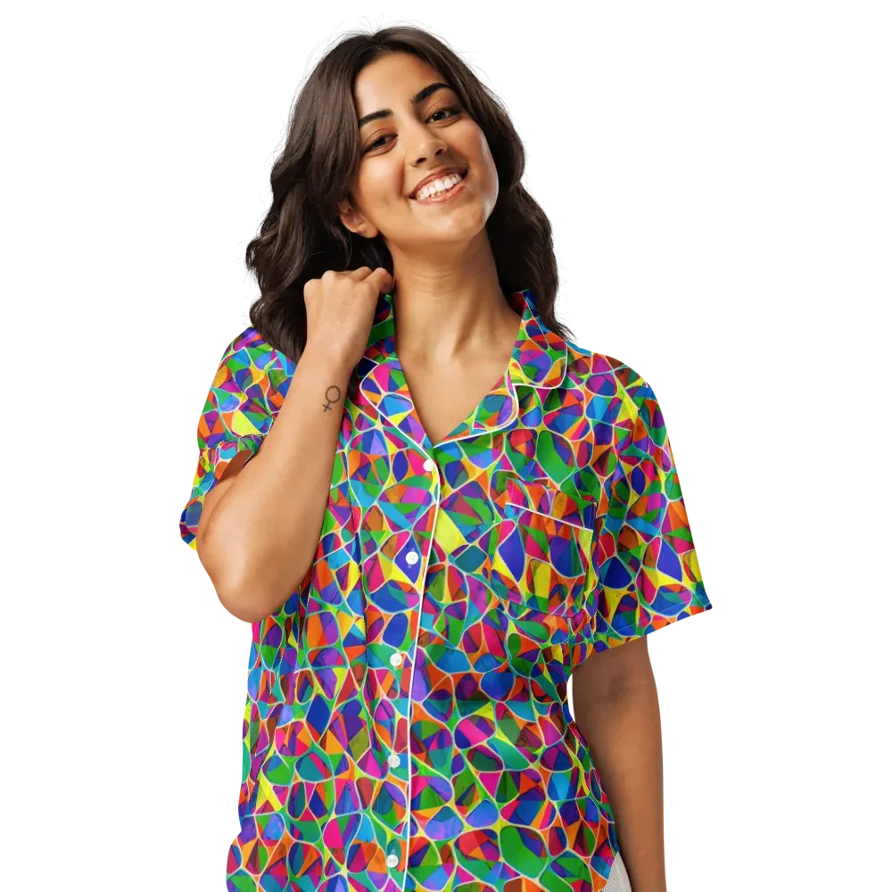Chromatic Labyrinth on Women's Short Sleeve Pajama Top — Front