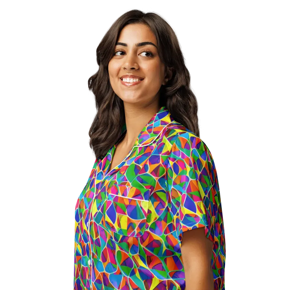 Chromatic Labyrinth on Women's Short Sleeve Pajama Top — Left Front
