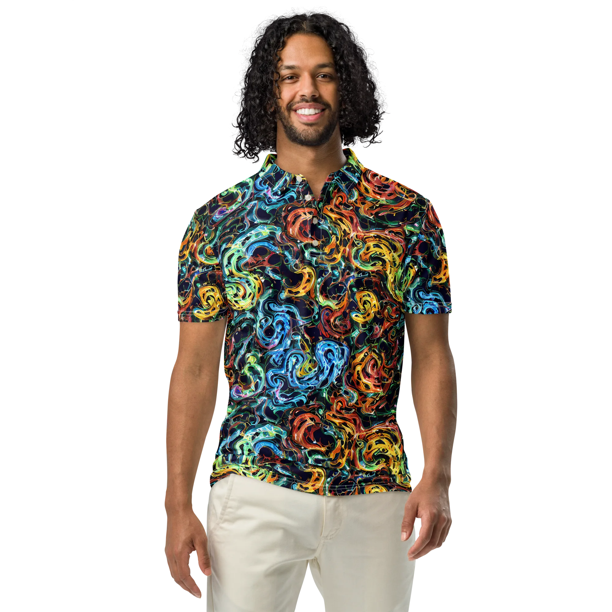 Ember And Ice on Men's Slim Fit Polo Shirt — Front