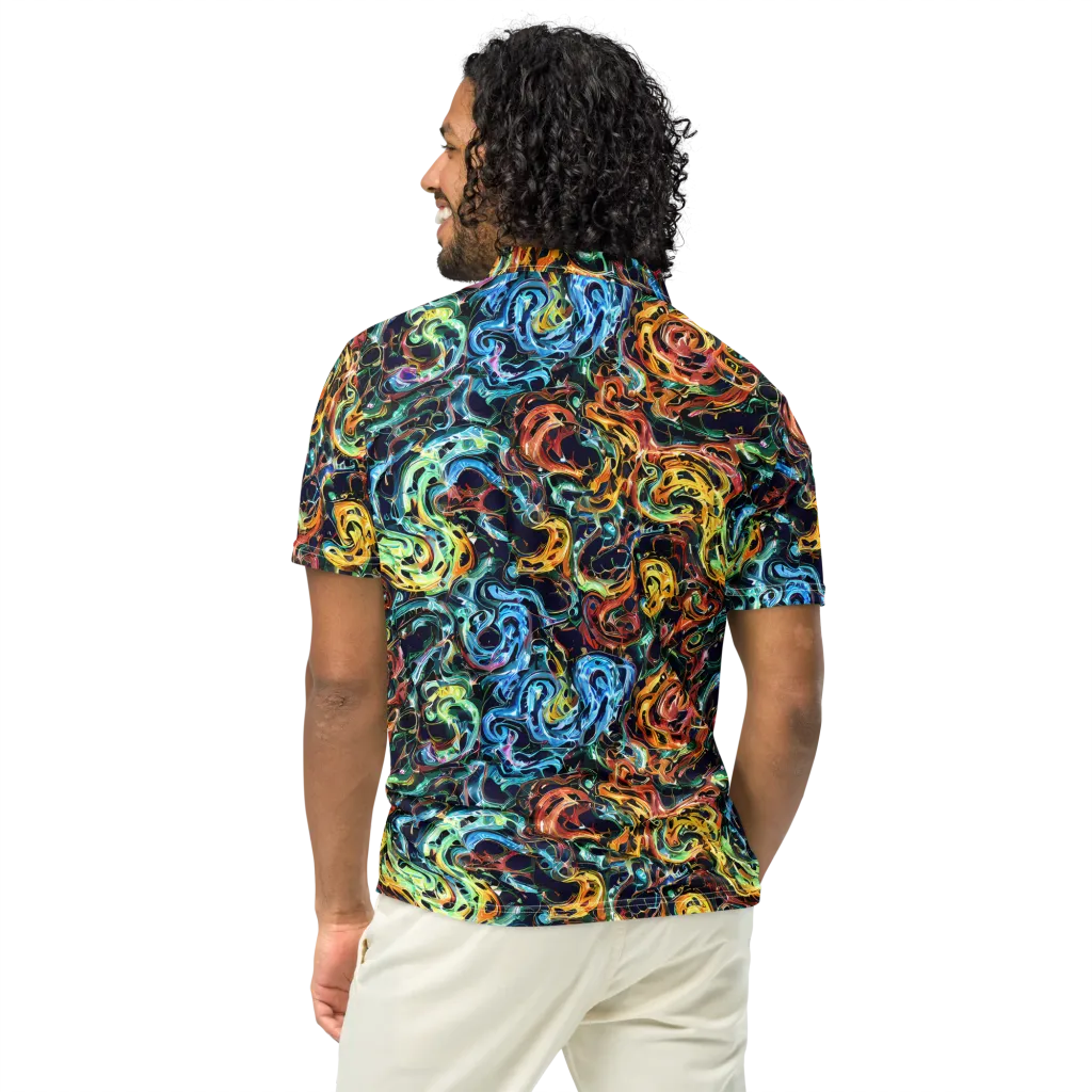 Ember And Ice on Men's Slim Fit Polo Shirt — Back