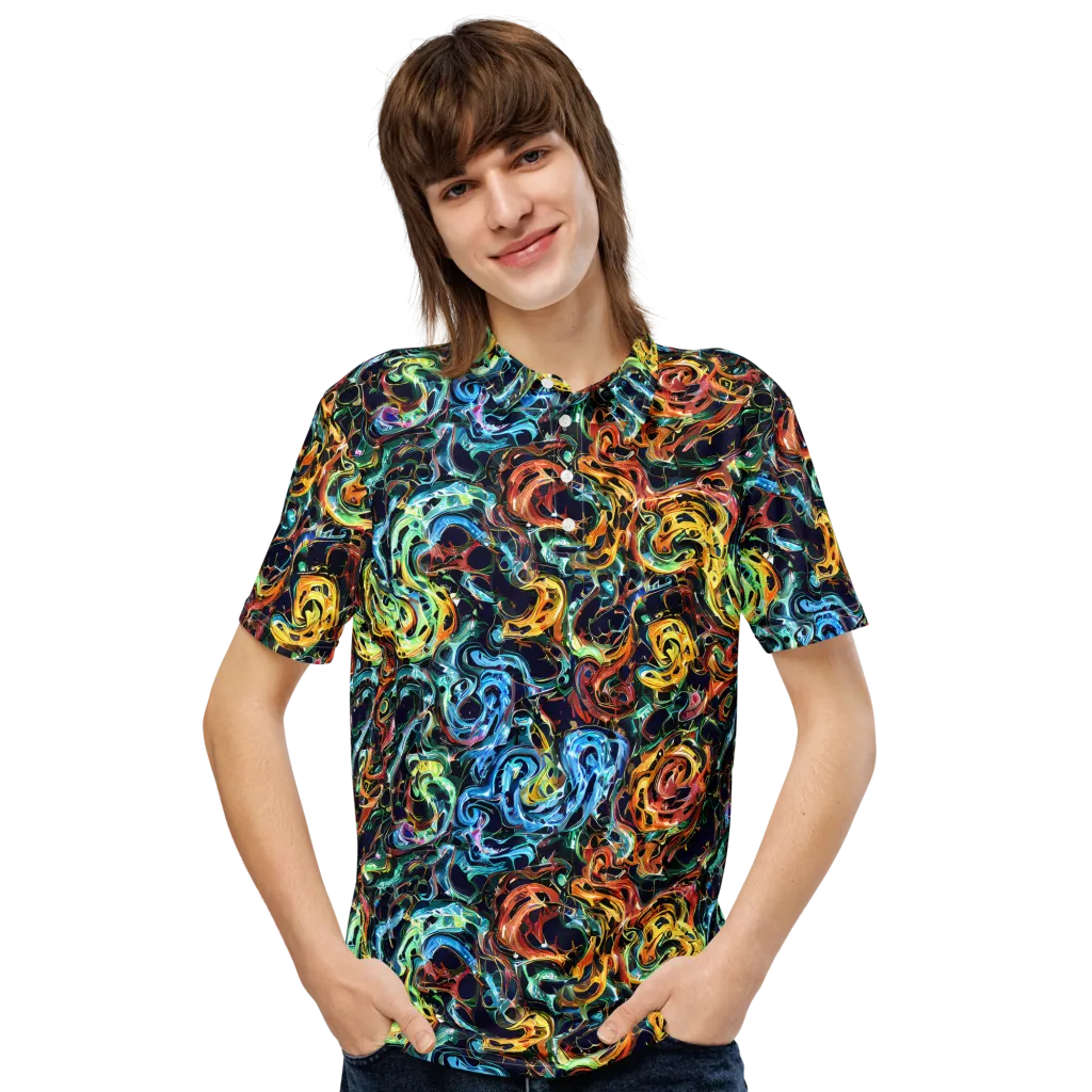 Ember And Ice on Men's Slim Fit Polo Shirt — Front