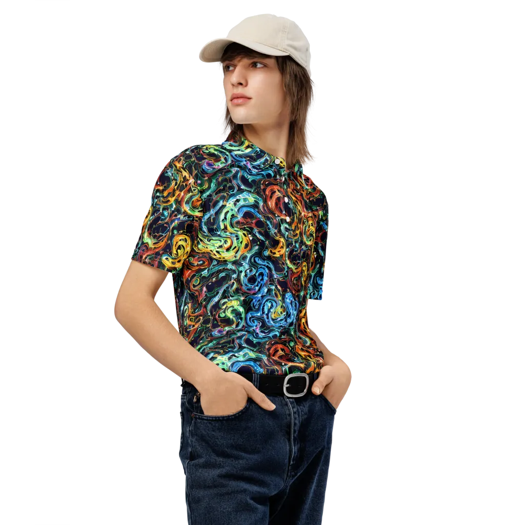 Ember And Ice on Men's Slim Fit Polo Shirt — Right Front