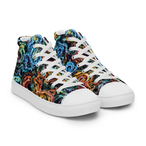 Ember And Ice on a Men's High Top Canvas Shoes