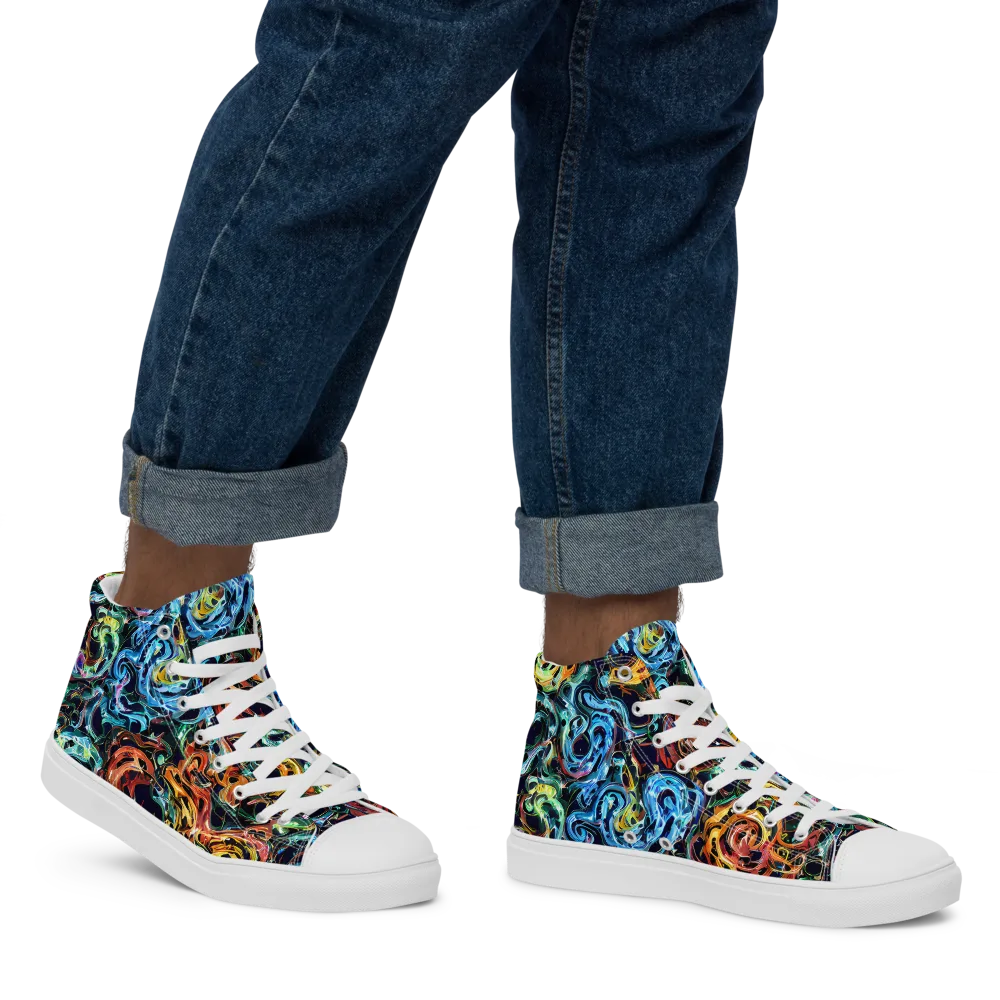 Ember And Ice on Men's High Top Canvas Shoes — Right