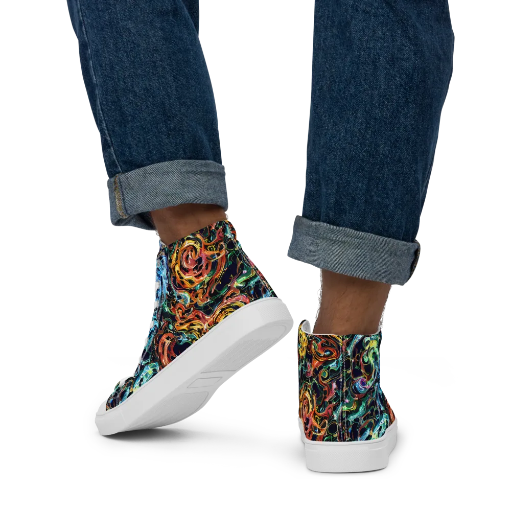 Ember And Ice on Men's High Top Canvas Shoes — Back