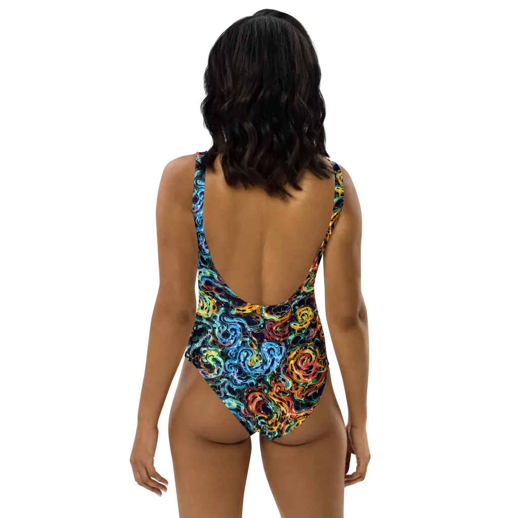 Ember And Ice on One-Piece Swimsuit — Back