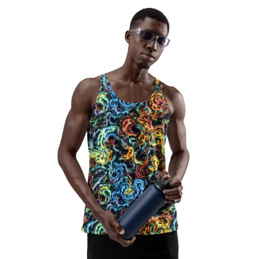 Ember And Ice on a Men's Tank Top