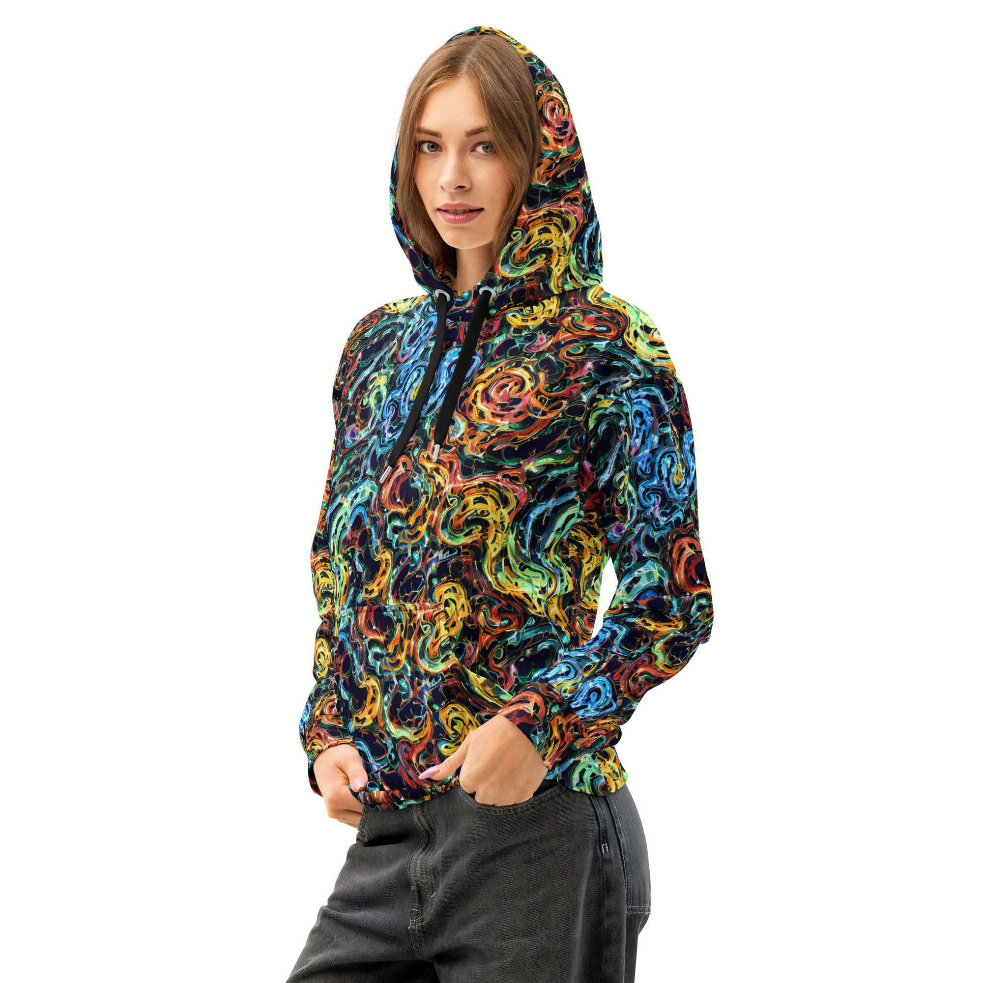 Ember And Ice on Cotton Hoodie — Left Front
