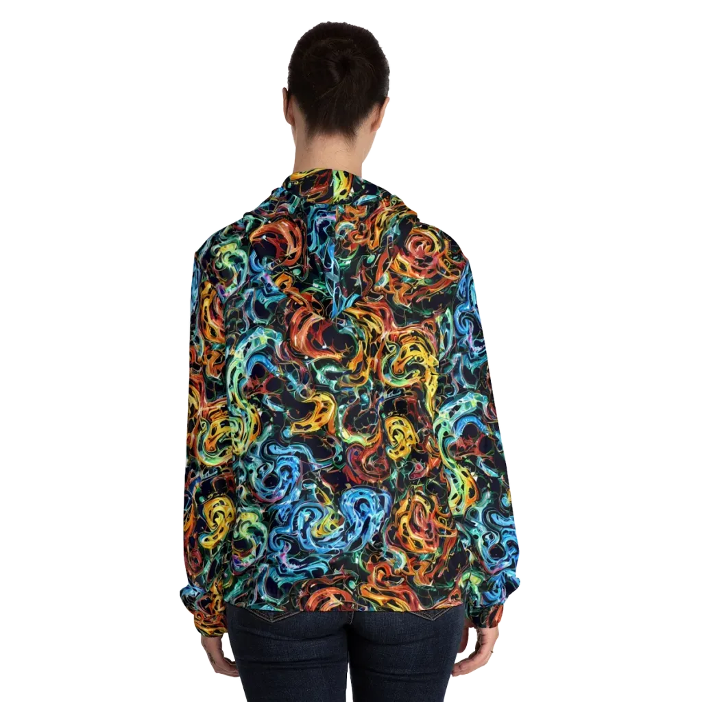 Ember And Ice on Women's Full-Zip Hoodie — Back On Person